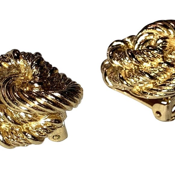 Christian Dior Textured Gold Tone Knot Earrings - Picture 3 of 5